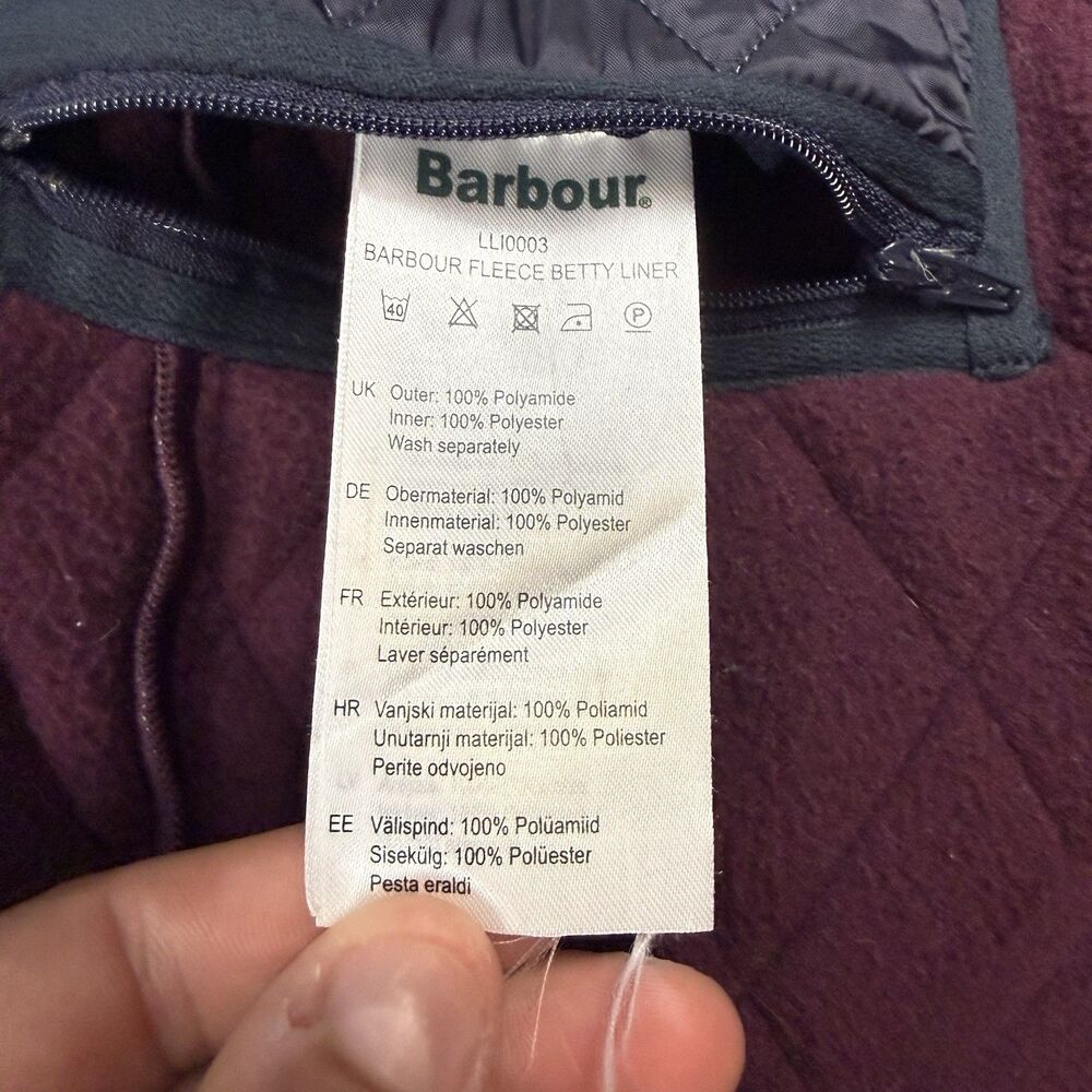 Barbour Betty Vest Womens Size 10 Blue Quilted Fleece Liner Pockets Full Zip - Picture 4 of 9